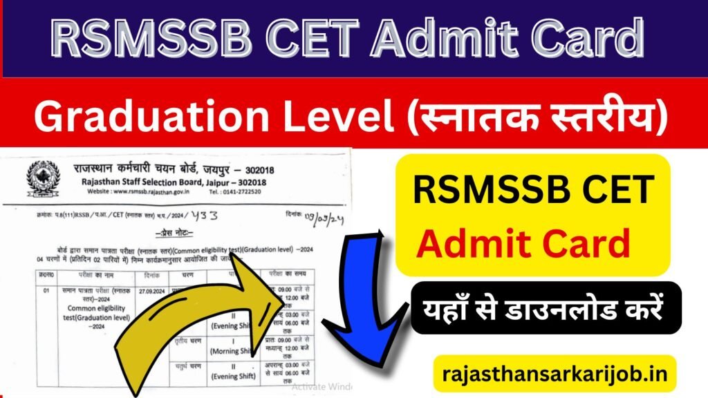 RSMSSB CET Admit Card