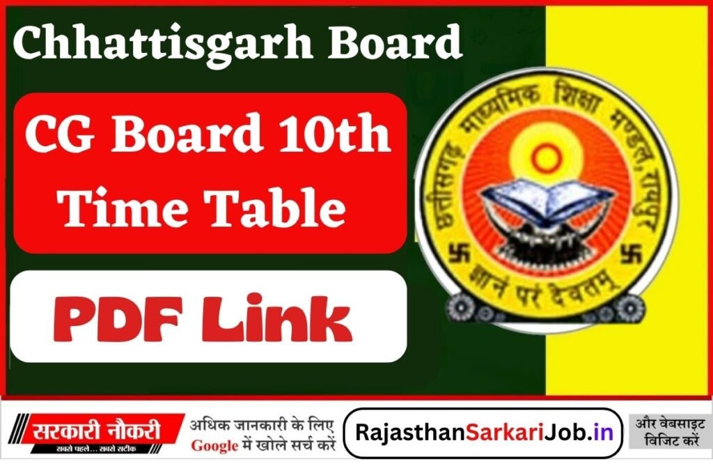 CG Board 10th Time Table