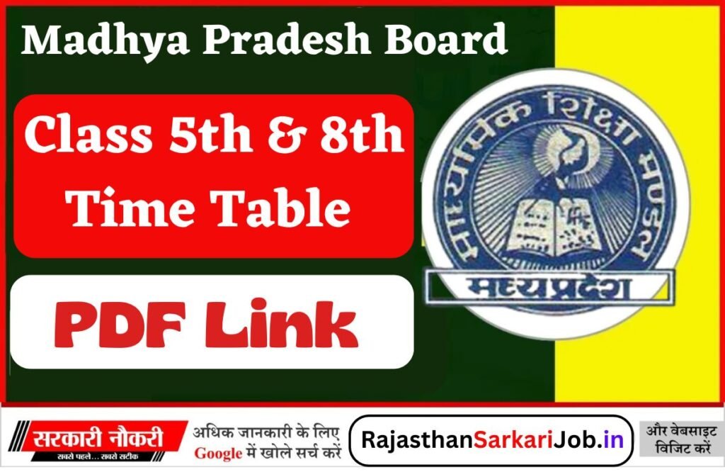 MP Board 8th Time Table