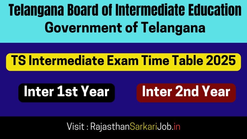 TS Intermediate Exam Time Table